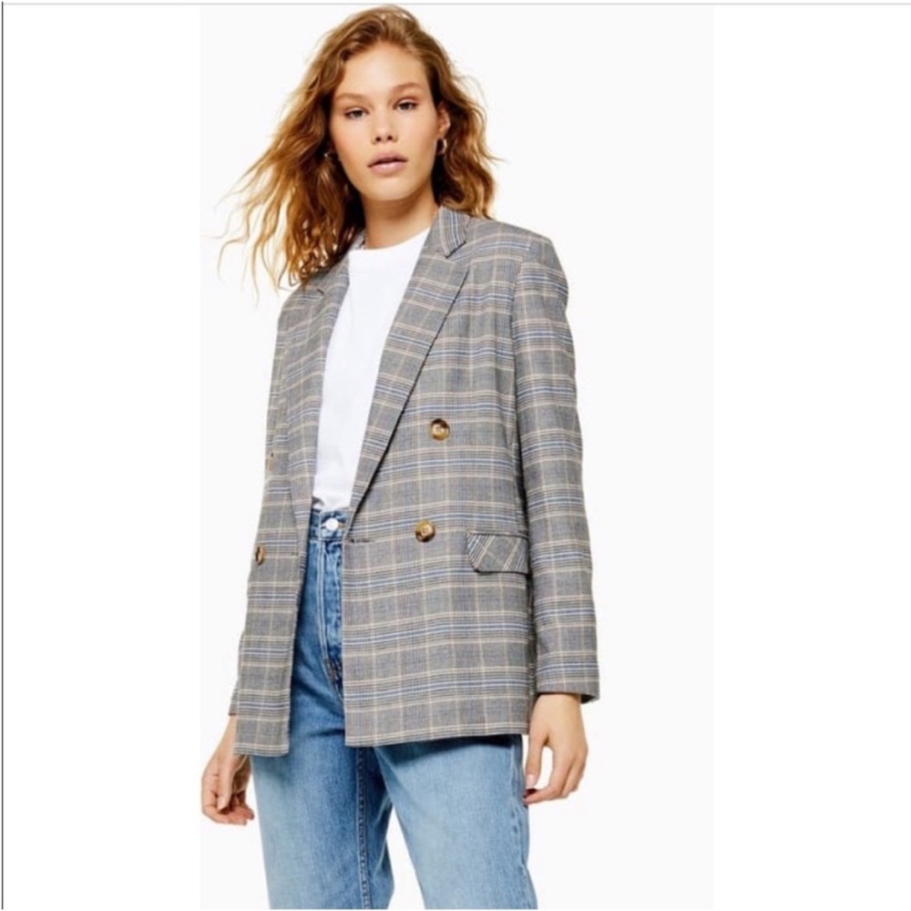 Topshop double breasted plaid women’s blazer